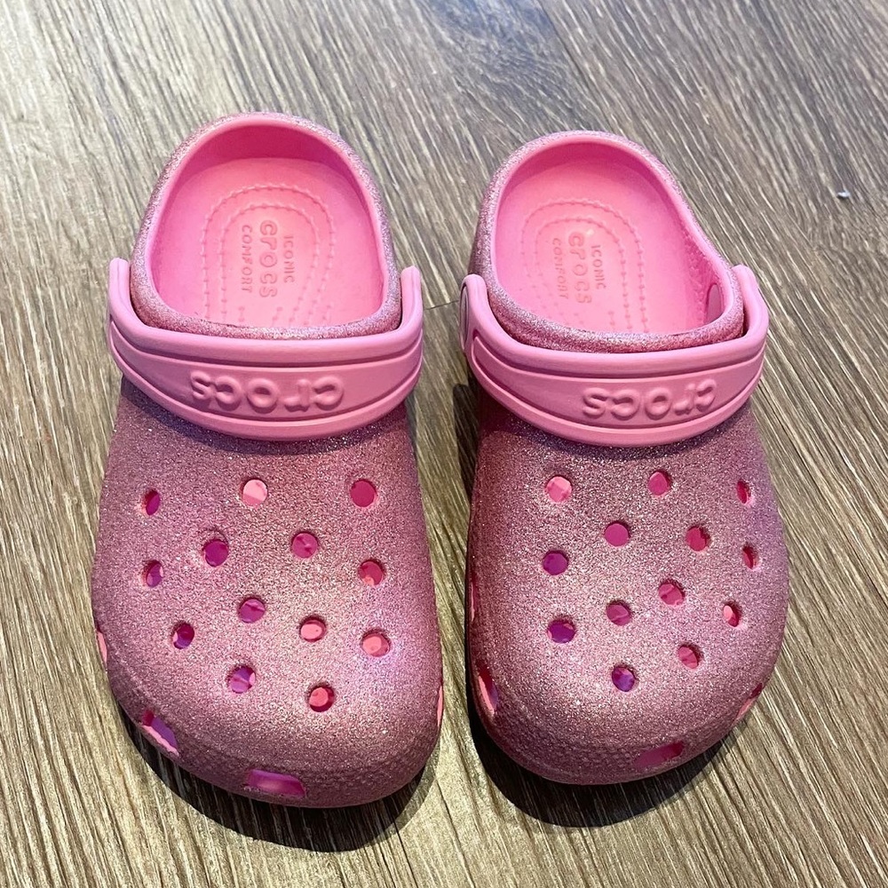 Girls Glitter Pink Crocs